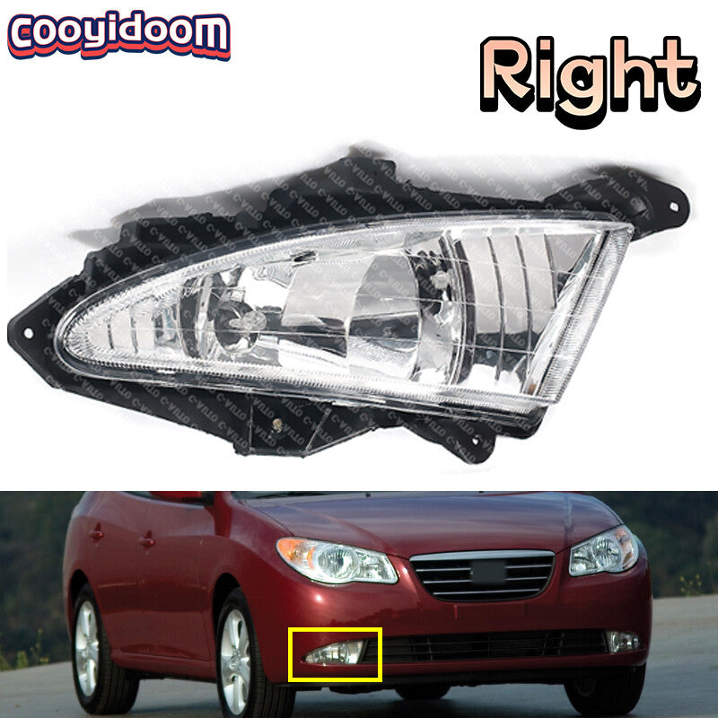 The right front bumper fog light is applicable to for Hyundai for Elantra models from 2007, 2008, 2009, 2010, and 2011.