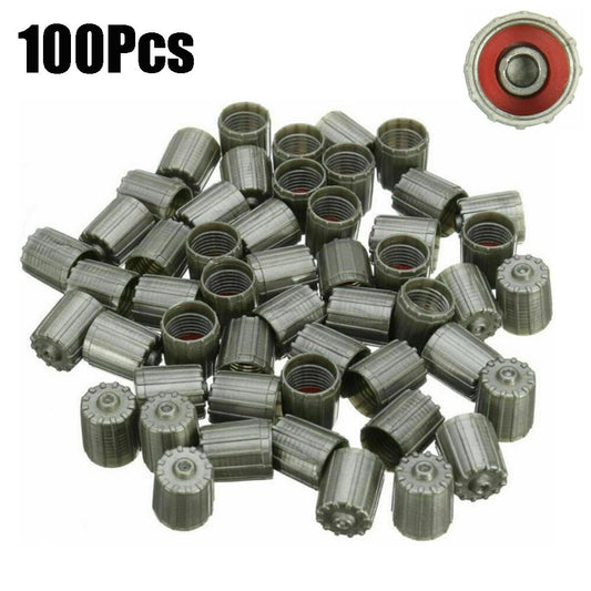 100X Plastic Gray TPMS Tire Tyre Valve Stem Cap Cover Kit,Car Truck Motorcycle