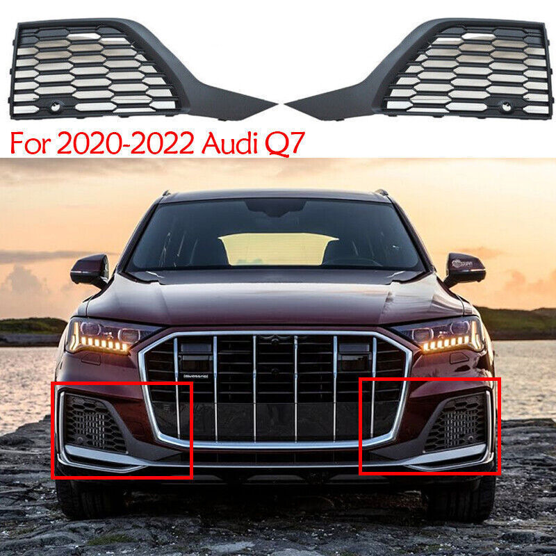 1Pair Front Bumper Fog Light Grille Cover for Audi SQ7 Q7 S-Line 2020-2023