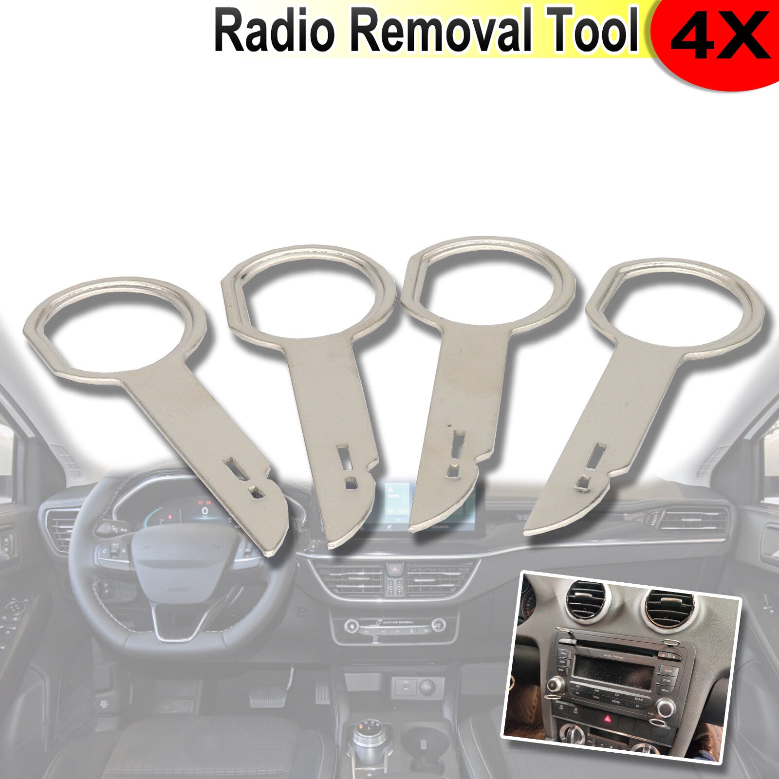 2 Pair Car Radio Stereo Release CD Removal Key Tool for Ford Focus Fiesta C-Max