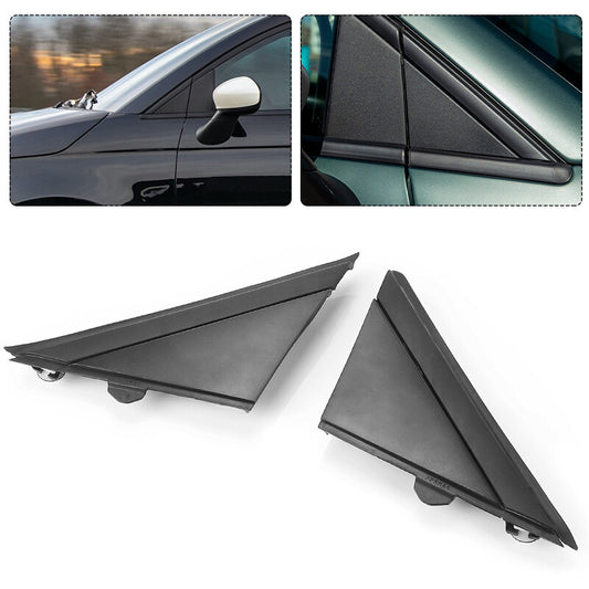 LH+RH Side Rear View Mirror Triangle Plate Trim Matte Black For 2012-19 for FIAT 500