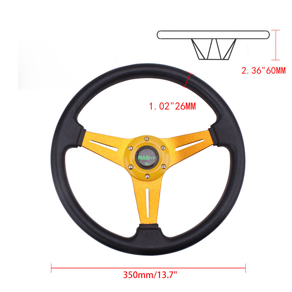 New 14inch Gold for Golf Cart Steering Wheel+Hub Adapter 56 Hole for Yamaha G1-G29