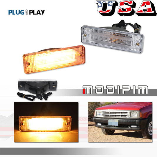 Transparent front corner lights are suitable for Ford for Mazda 323, 626, B2200, and B2600 pickup trucks.
