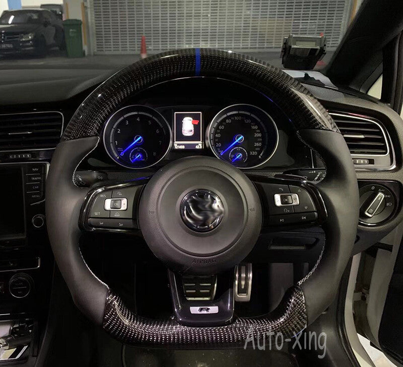 Customized Carbon Fiber Flat Steering Wheel for VW for Golf MK7 GTI R Scirocco 2015+