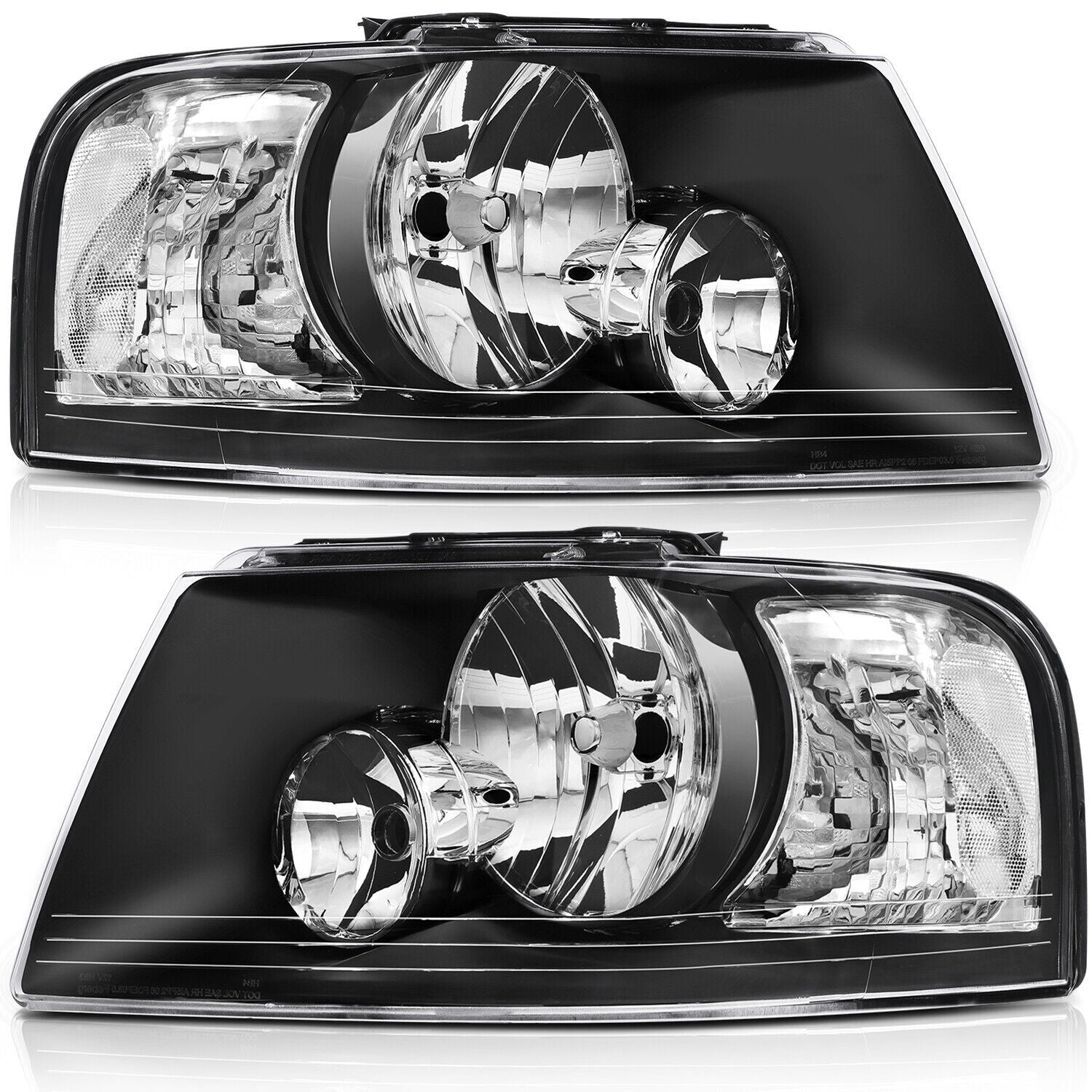 For 2003-2006 for Ford Expedition Front Black Left+Right Lamps Headlights Assembly