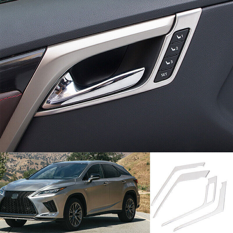4PC Matte Silver Inner Door Lock Switch Frame Trim for Lexus RX350 450h 2016-22