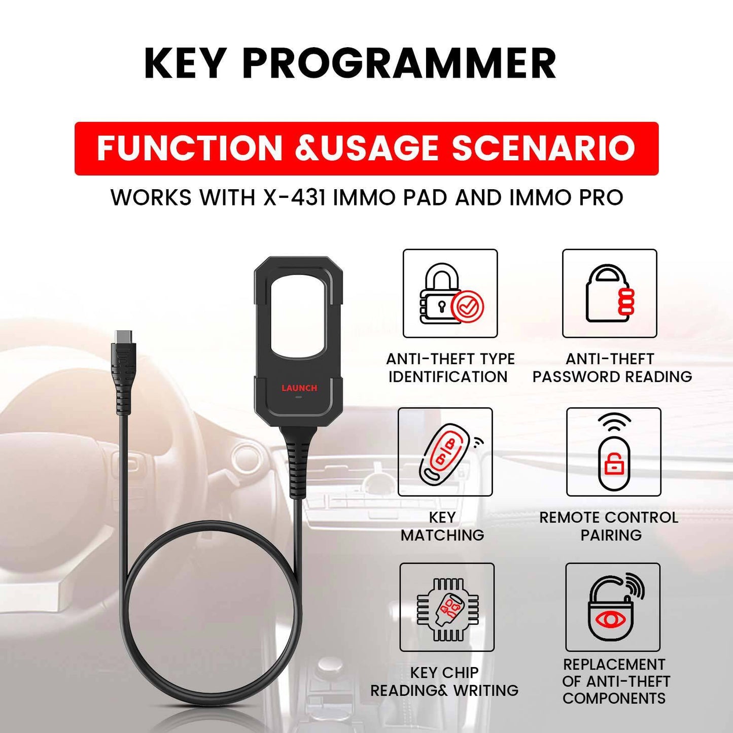 Launch X431 Key Progarmmer Used with X431 IMMO ELITE, X431 IMMO PLUS Key Progarm