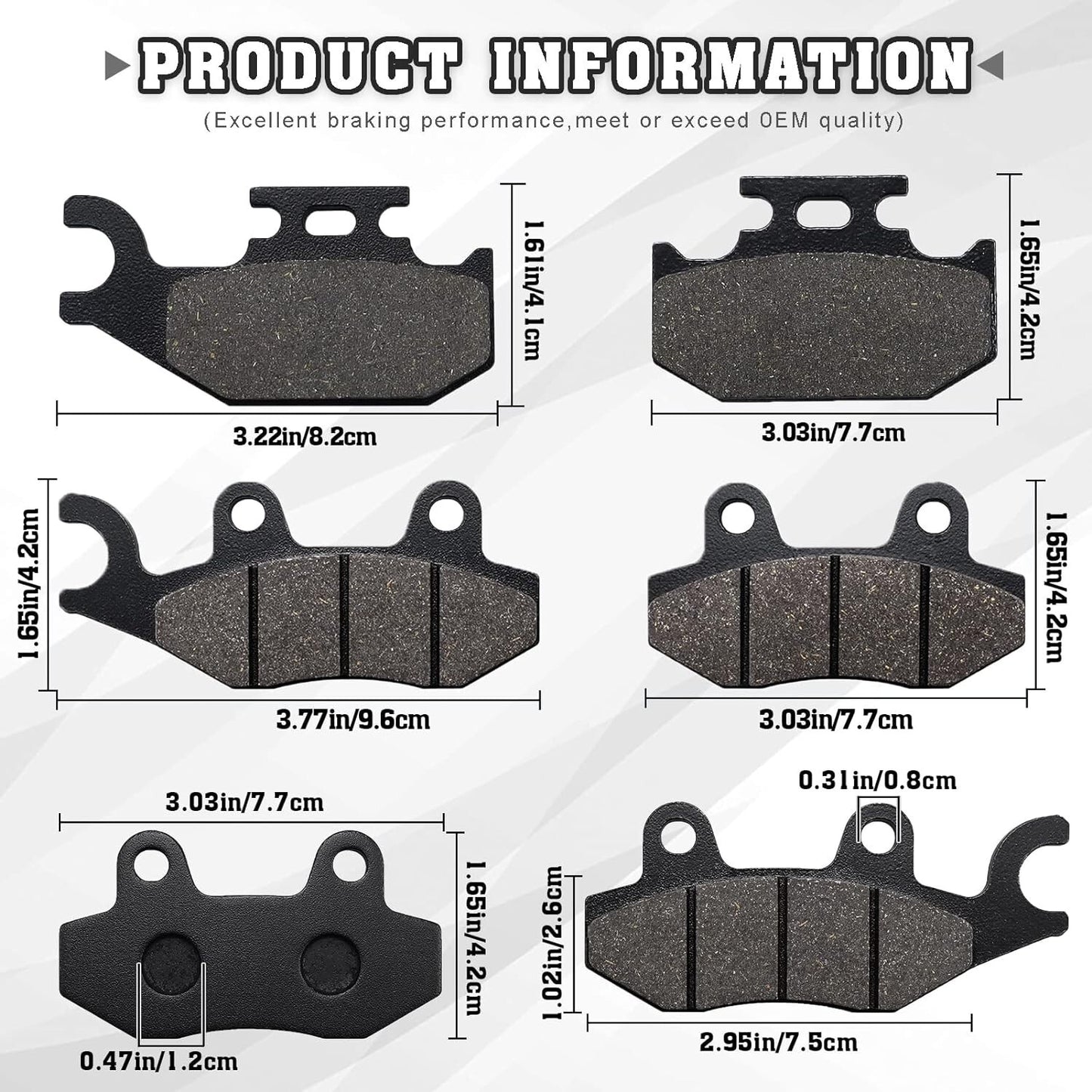 Brake Pads for Yamaha Rhino 660 YXR660 4x4 2004-07 Rhino 450 YXR450 4x4 2006-12