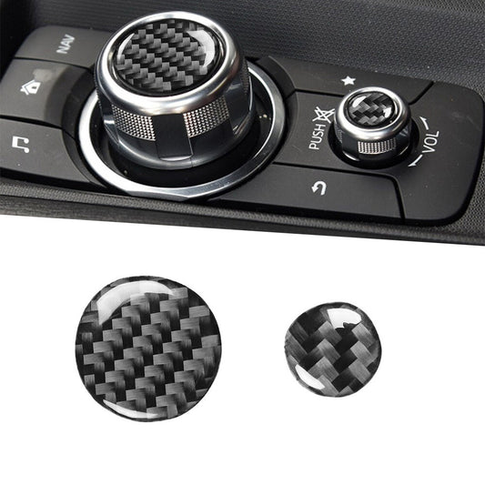 2x Carbon Fiber Console Multimedia Button Cover for Mazda MX-5 Miata 2016-2020