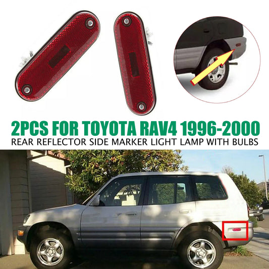 Pair Rear Reflector Side Marker Light Lamp with bulbs for Toyota Rav4 1996-2000