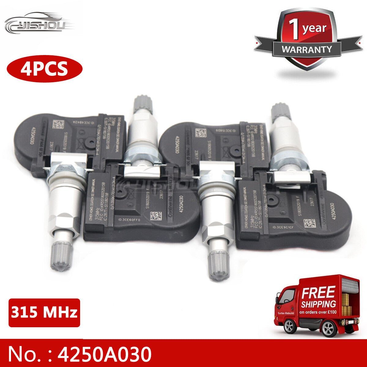 4-Piece Tire Pressure Sensor (TPMS) for 2010-2017 for Mitsubishi Lancer Outlander 4250A030