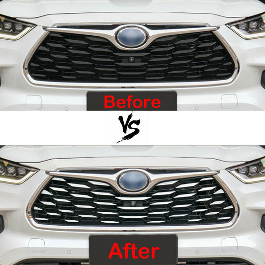 Stainless Silver Front Bumper Grille Decal Trim for Toyota Highlander 20-2024