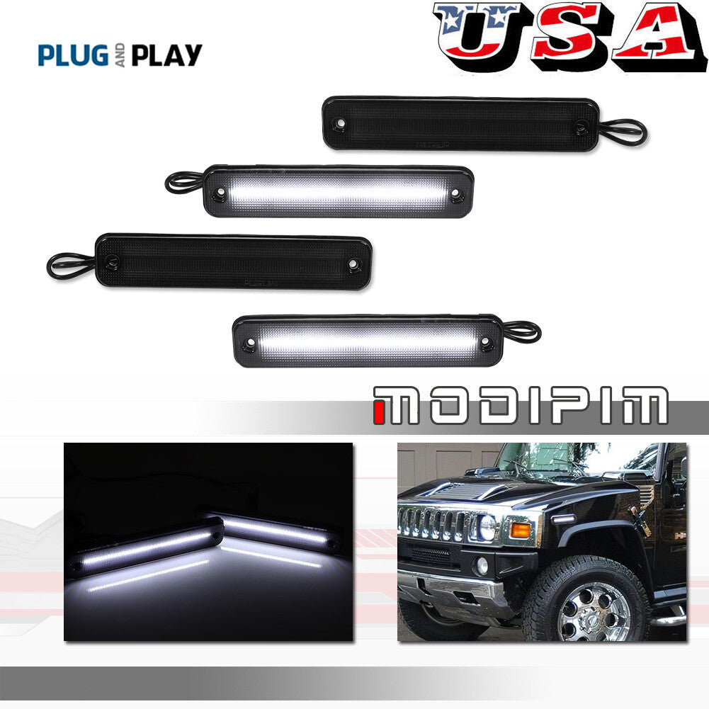 White front and white rear side fender marker lights are suitable for 2003-2009 for Hummer H2 models.