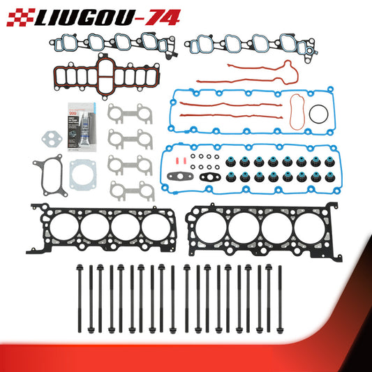 Suitable for 2000-2004 for Ford F150, F350, Expedition, Excursion, E150 head gasket and bolt sets.