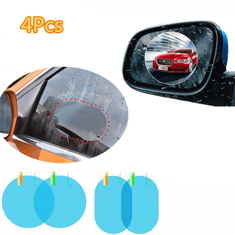 4Pc Car Rearview Mirror Film Rainproof Window Membrane Automobile Clear Sticker