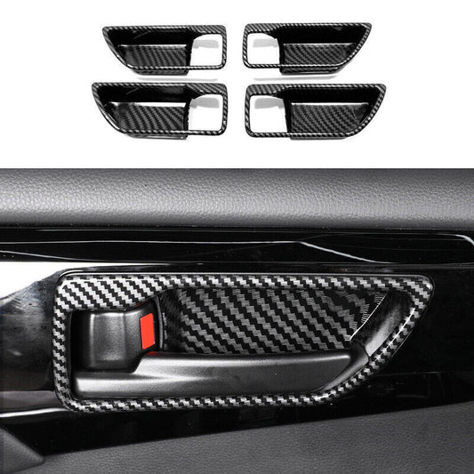 Carbon Fiber Look Inner Door Bowl Cover Trim 4X for Toyota Highlander 2020-2023