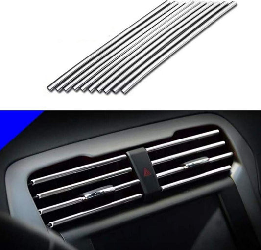 10-Piece Set of Molded Car Air Conditioner Socket Decorative Strips for Silver  for ford
