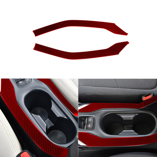 Red Carbon Fiber Water Cup Holder Side Cover Strip for Toyota for Corolla 2014-2018