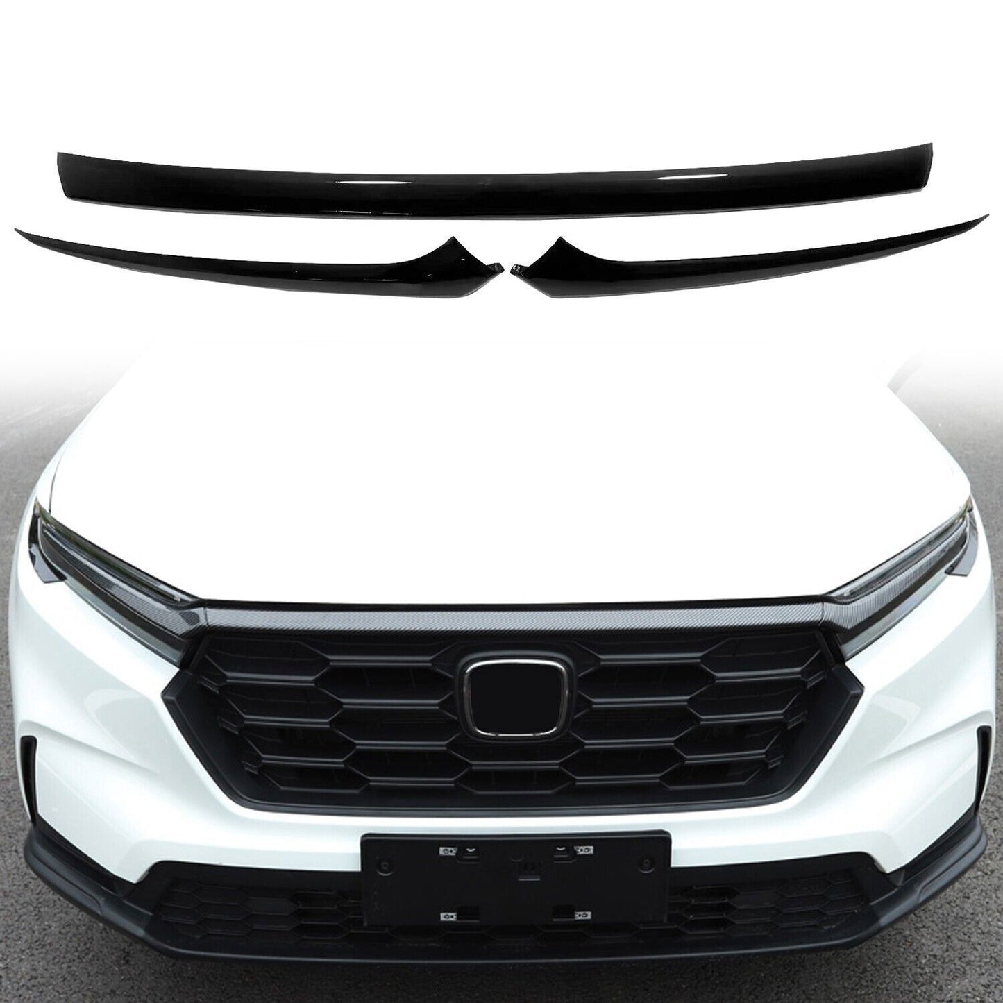 for Honda CR-V CRV 2023-2024 Glossy Black ABS Front Hood Grille Mesh Cover Trims