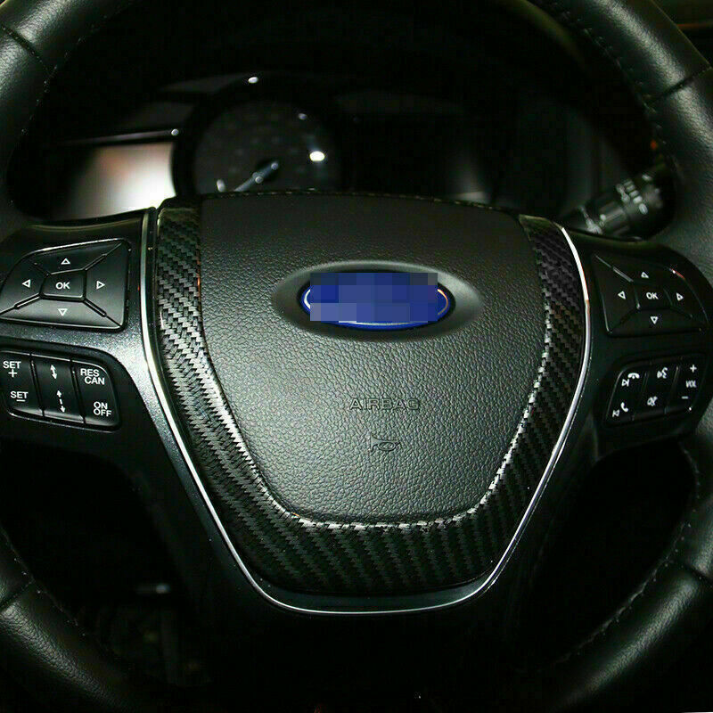 for Ford Explorer 2013-2018 ABS Carbon Fiber Car Steering Wheel Frame Cover Trim