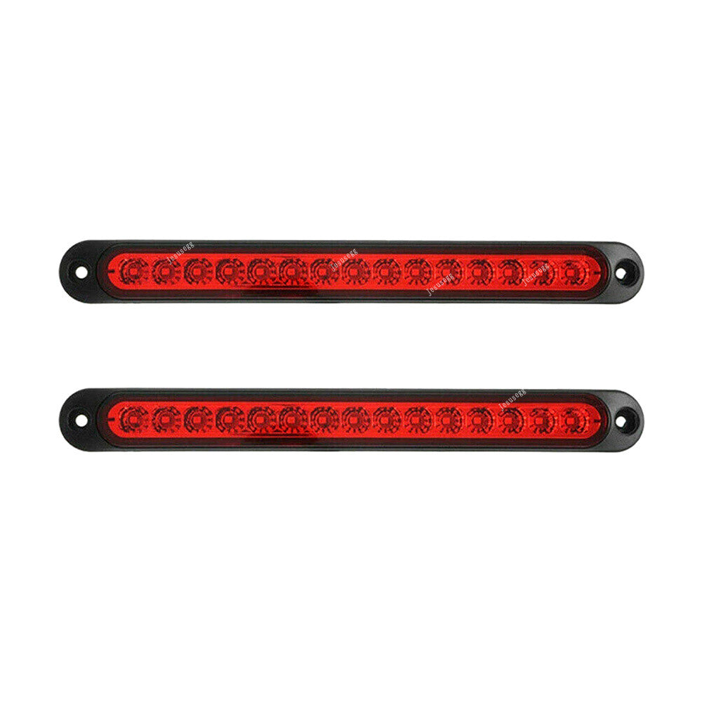 2X 250MM 15 LED Red Sealed Trailer Truck RV Stop Tail Rear Brake Turn Light Bar