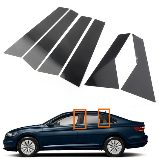 Fit for VW for Jetta 2019-2021 2020 Door Trim Pillar Posts 6pcs/ Set Piano Cover Black