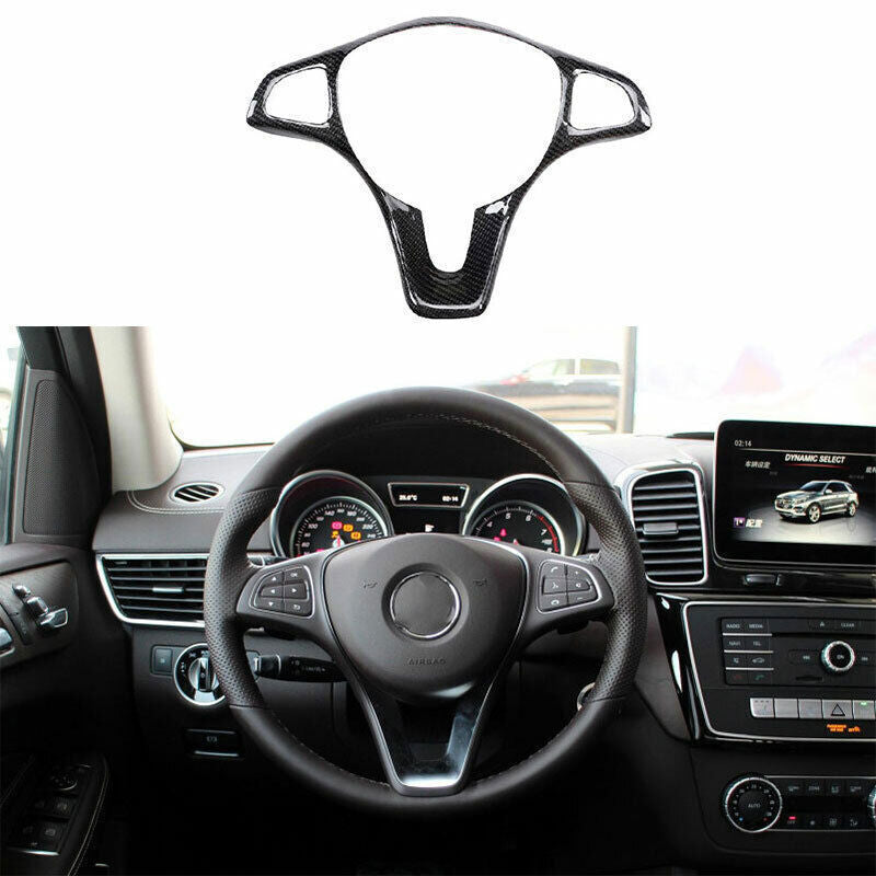 for Benz GLE GLS 2016-2019 Carbon Fiber Look Steering Wheel Frame Cover Trim 1P