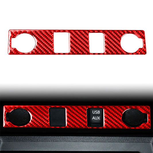 Cigar Lighter Panel Cover Trim for Toyota Tundra 2014-2021 Red Carbon Fiber Look