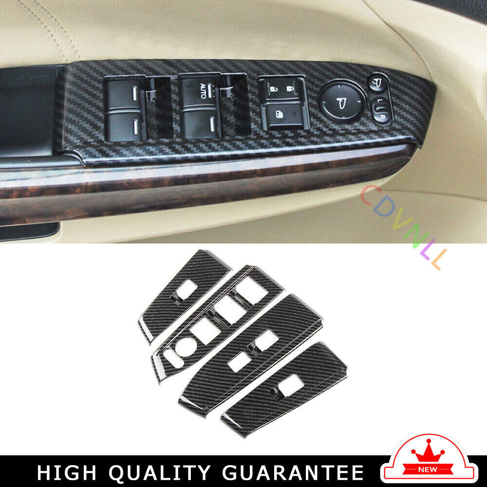 Glass Window Lifting Lock Panel for Honda Accord Crosstour 08-2013 Carbon Fiber