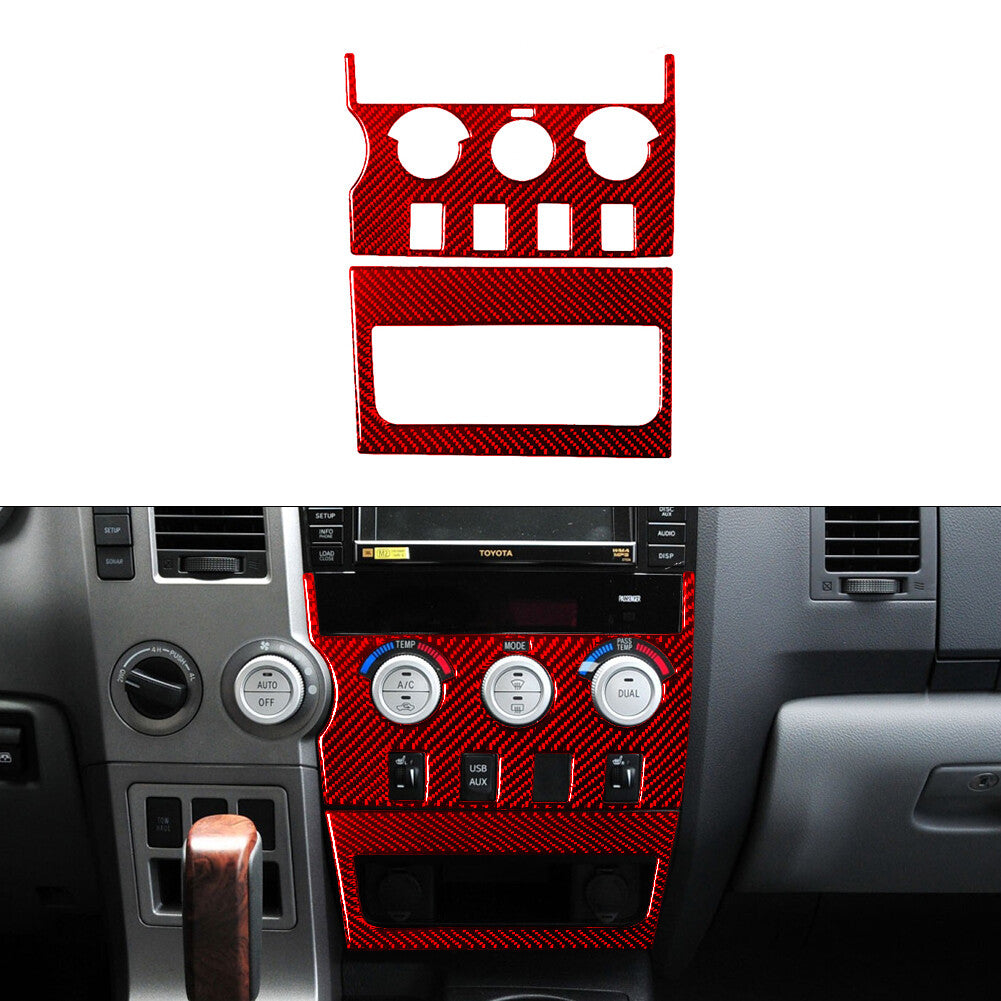 Red Central A/C Control Panel Type A Trim Carbon Fiber for Toyota Tundra 2007-13