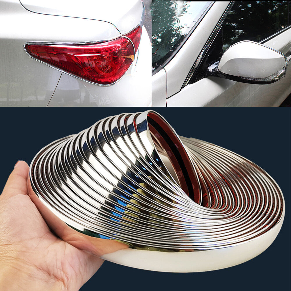 3M 4MM Car SUV Chrome DIY Moulding Trim Strip Grille Window Door Bumper Trim