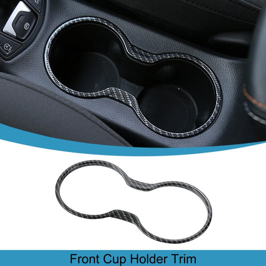 Front Water Cup Holder Ring Cover Trim for Jeep Compass 2017-2020 Carbon Fiber
