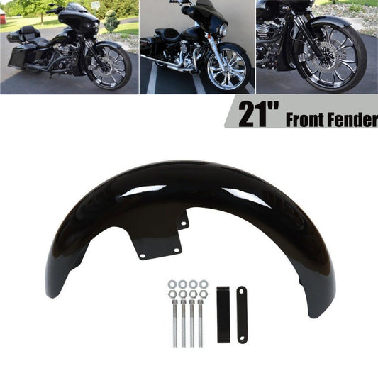 Black 21 Wrap Front Fender Mudguard for Harley Touring Glide Custom Baggers