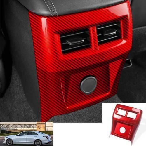 for Cadillac CT4 2020-24 Red Carbon Fiber Rear Air Outlet Vent Panel Cover Trim