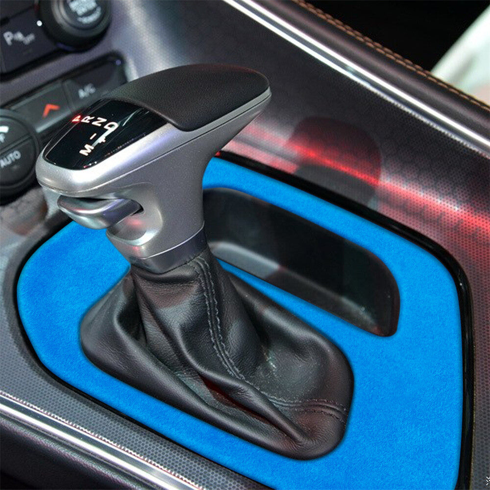 Suede Blue Central Control Gear Shift Box Panel Cover for Dodge for Challenger 2015+