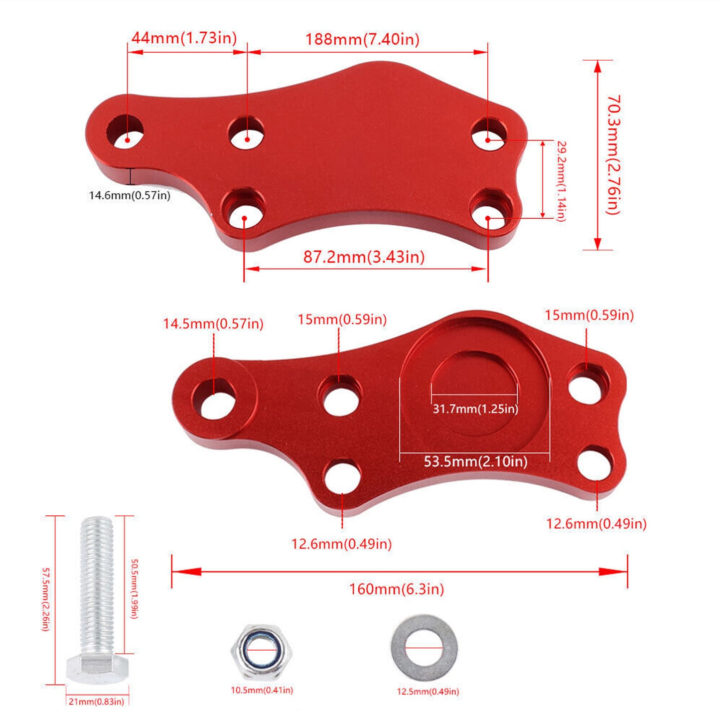 Red Steering Lock Adapters Lock Kit for Toyota Altezza Gita Turn Angle Adapter