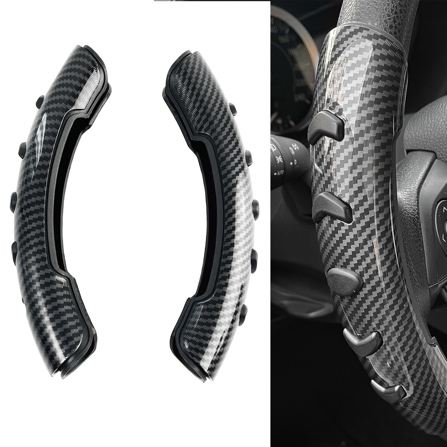 Universal Carbon Fiber Look Car Steering Wheel Grips Booster Cover Trim Non-Slip
