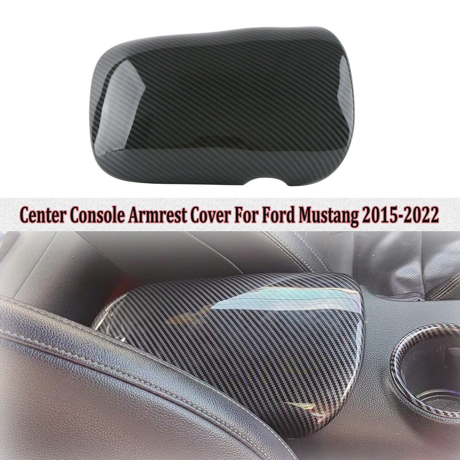 Carbon fiber center console armrest cover for Ford for Mustang 2015-2024 ABS