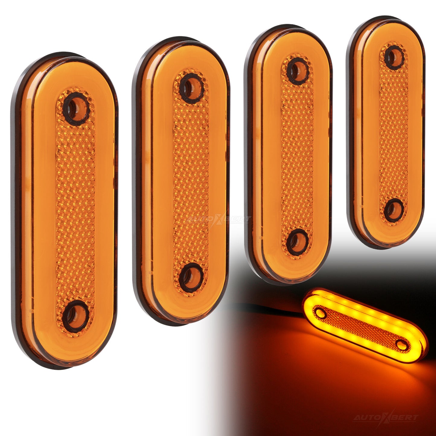 4x Side Marker Light Oval 20 LED Amber Indicator Lamp Orange Trailer Truck Lorry