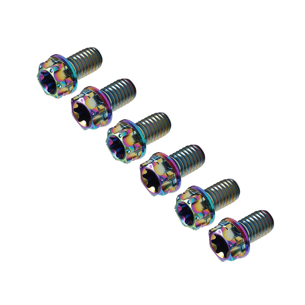 6pcs Bolts Torx Head Flange Screws M6x25mm For Motorcycle Bike Rainbow
