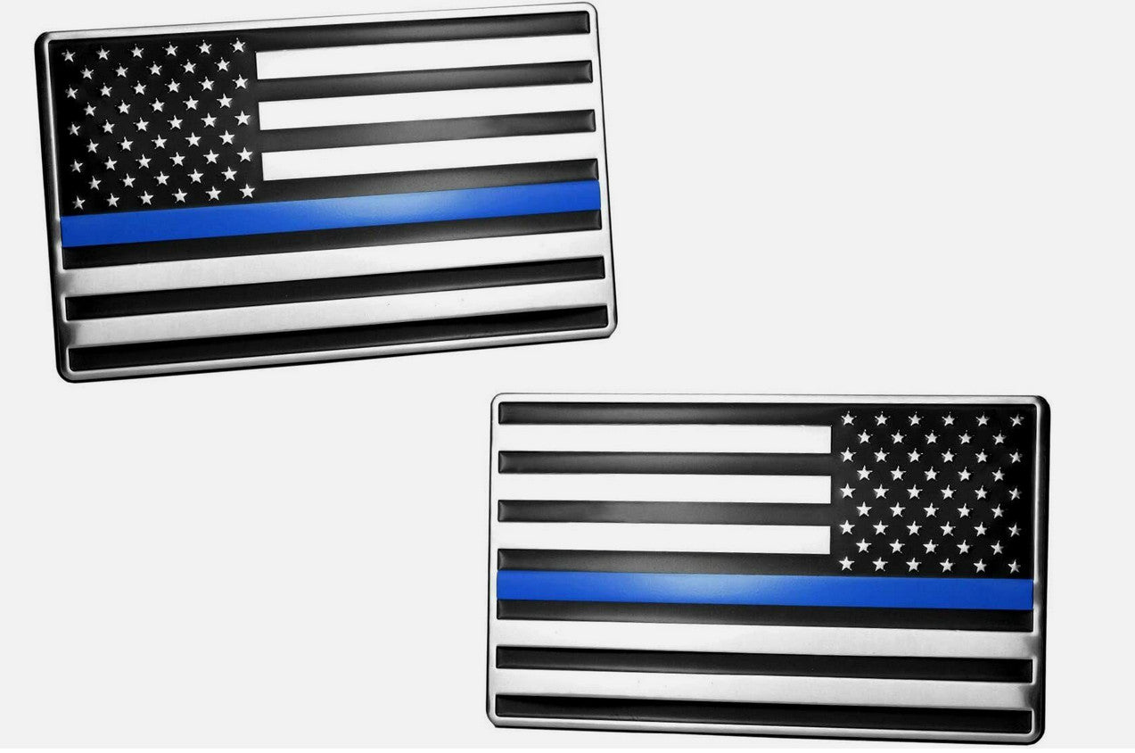 Car side fender rear boot badge decal silver black blue American flag  for ford