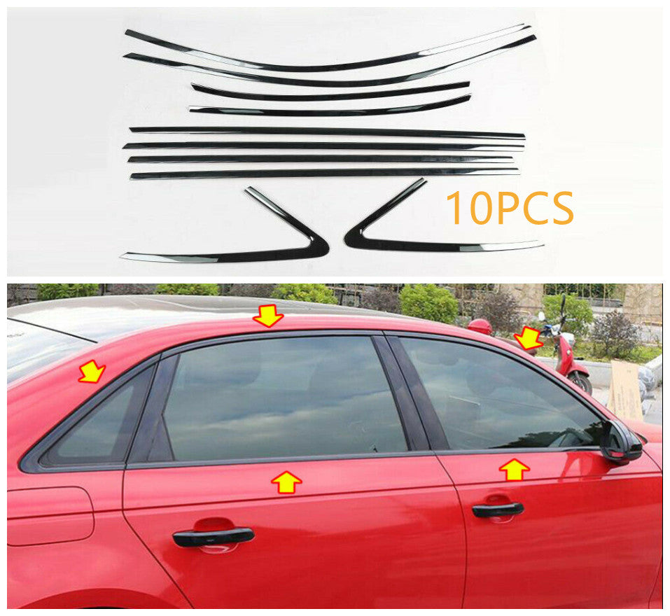 Car Window Trim Strip Cover Trim Stainless BLK For 2015-2020 for Audi A3 S3 Sedan