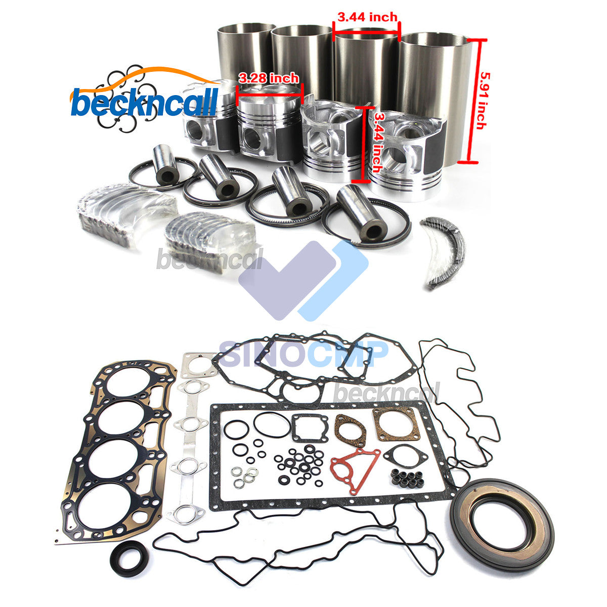 3024C 3024T 3024CT Engine Rebuild Kit Fits 226B 232B 242B 247B 257B RC-60 Loader