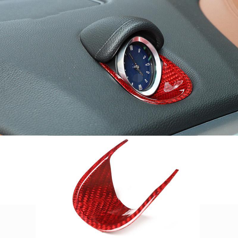 Red Carbon Fiber for Maserati Ghibli 2014-2022 Dashboard Clock Panel Decor Trim