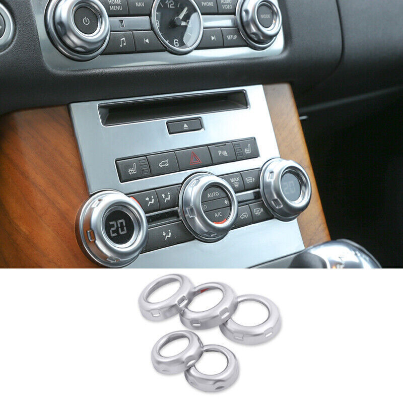 for Range Rover Sport 2010-2013 Silver ABS Middle Console Ac Knob Cover Trim 5X