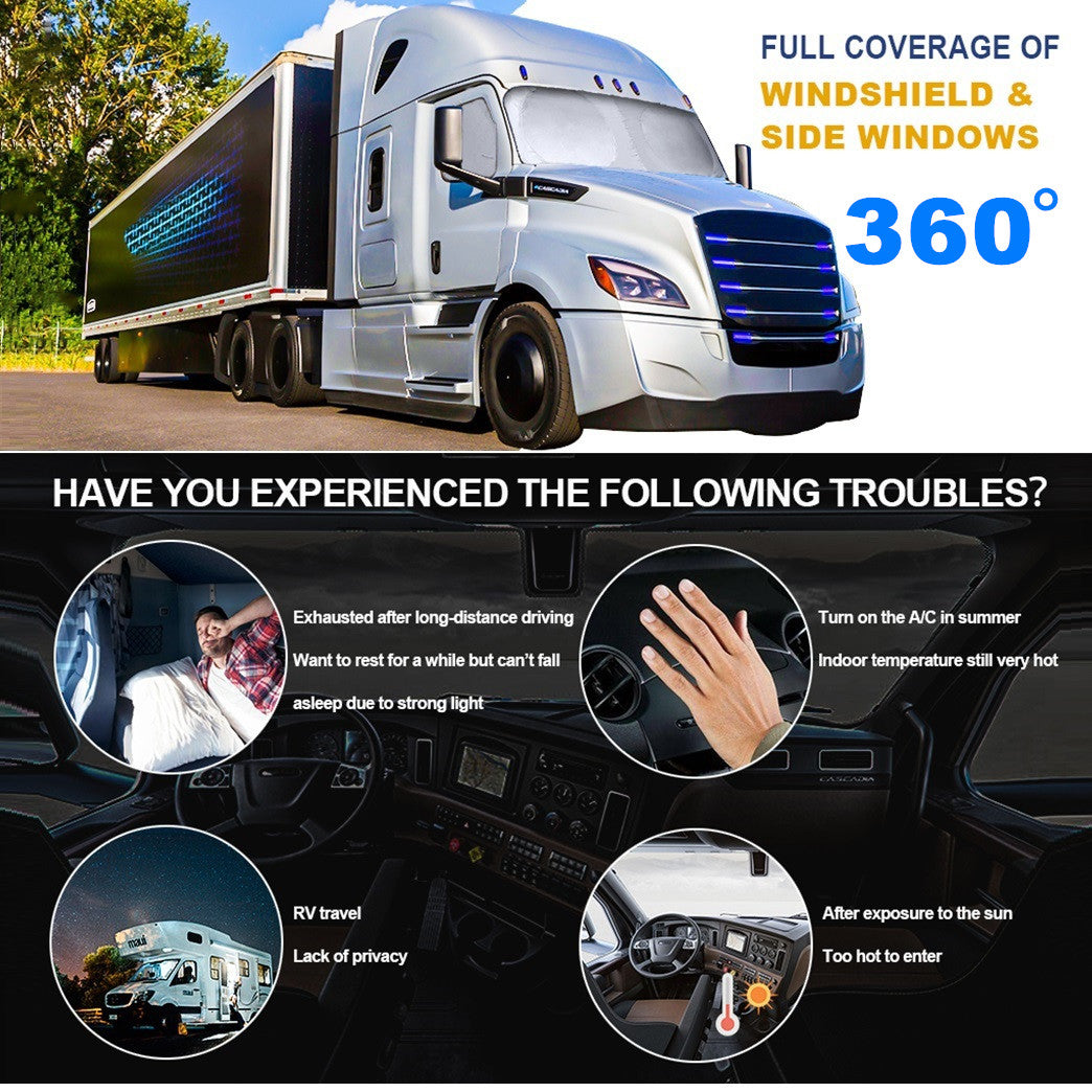 for Volvo VNR VNX Semi Truck Windshield Side Windows Sun Shade UV Block Cover