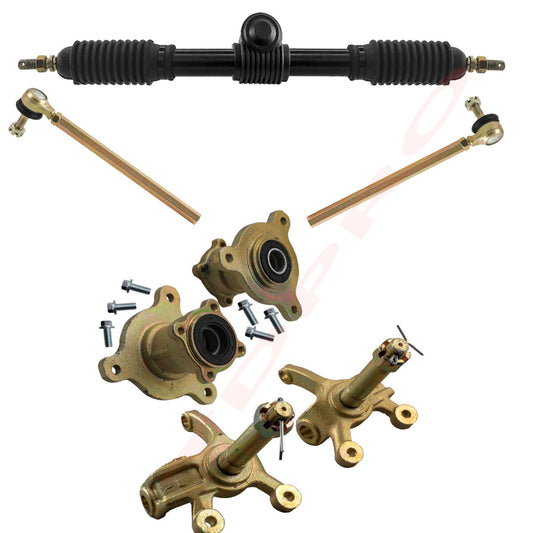 Go-kart front steering joint 3 screws, wheel hub, tie rod, gear carrier, pinion, UTV