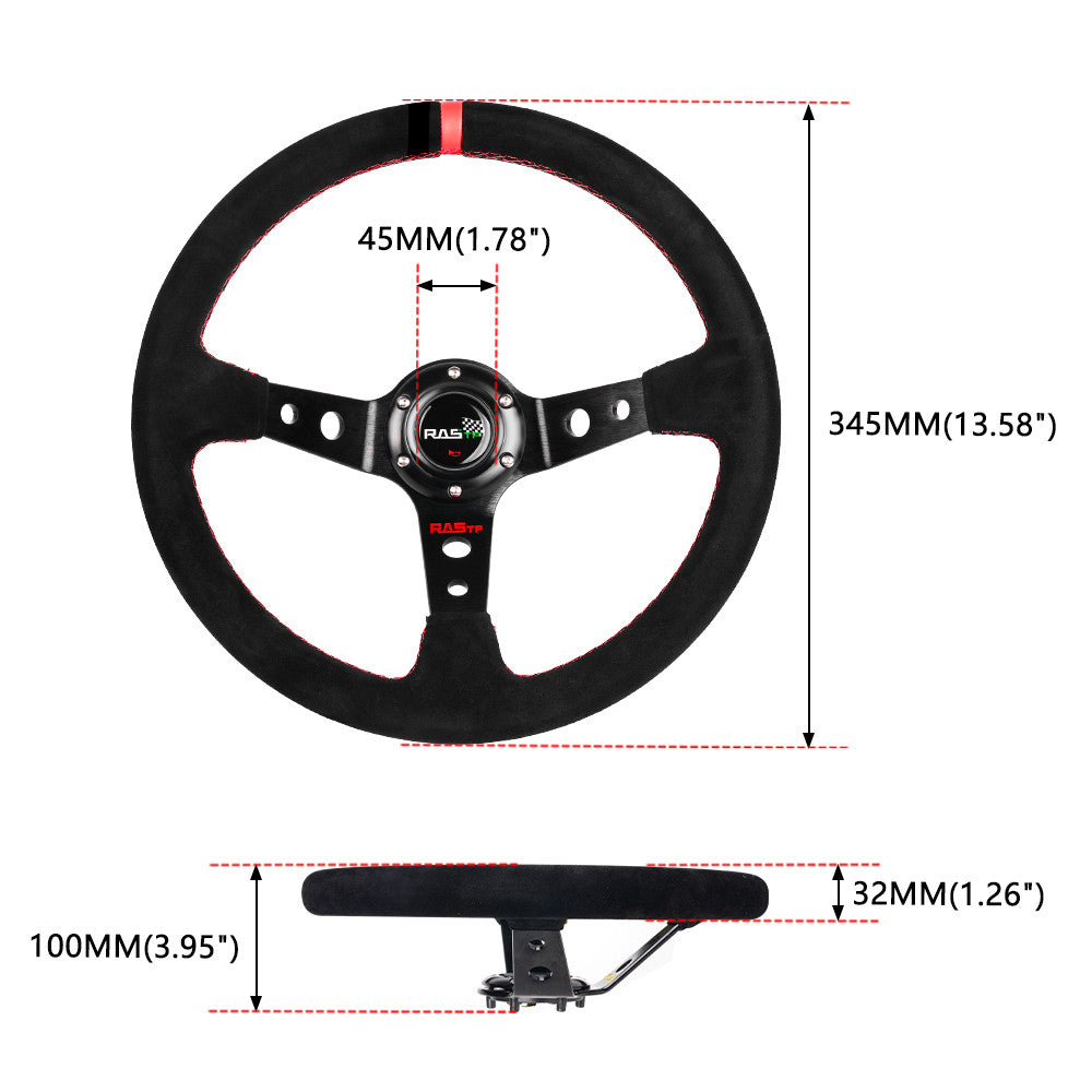 14In Red Steering Wheel + Black Quick Release + 131H Hub Adapter for Honda for CR-V