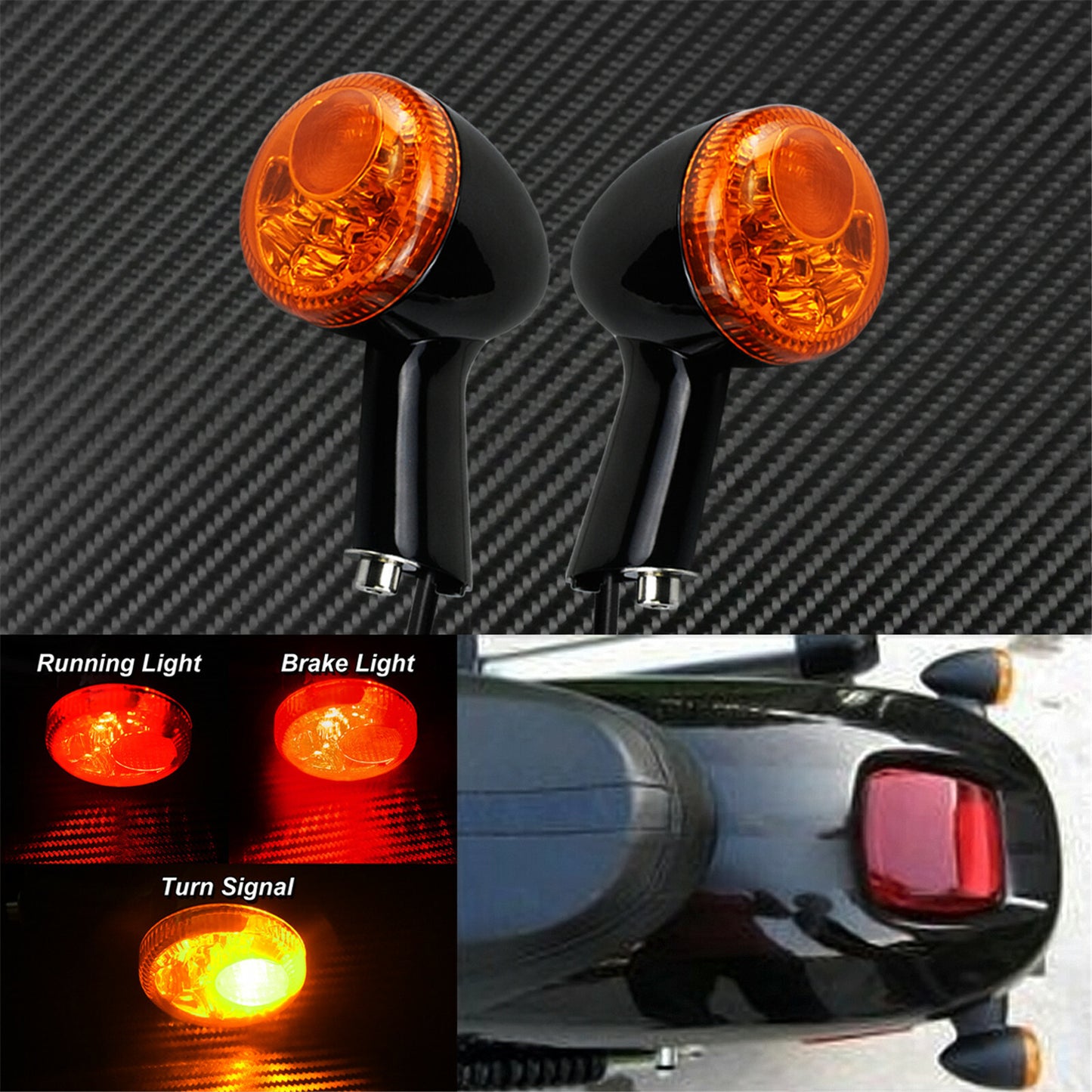 Rear Running Brake LED Turn Signal Light Fit For Sportster XL 883 1200 92-up
