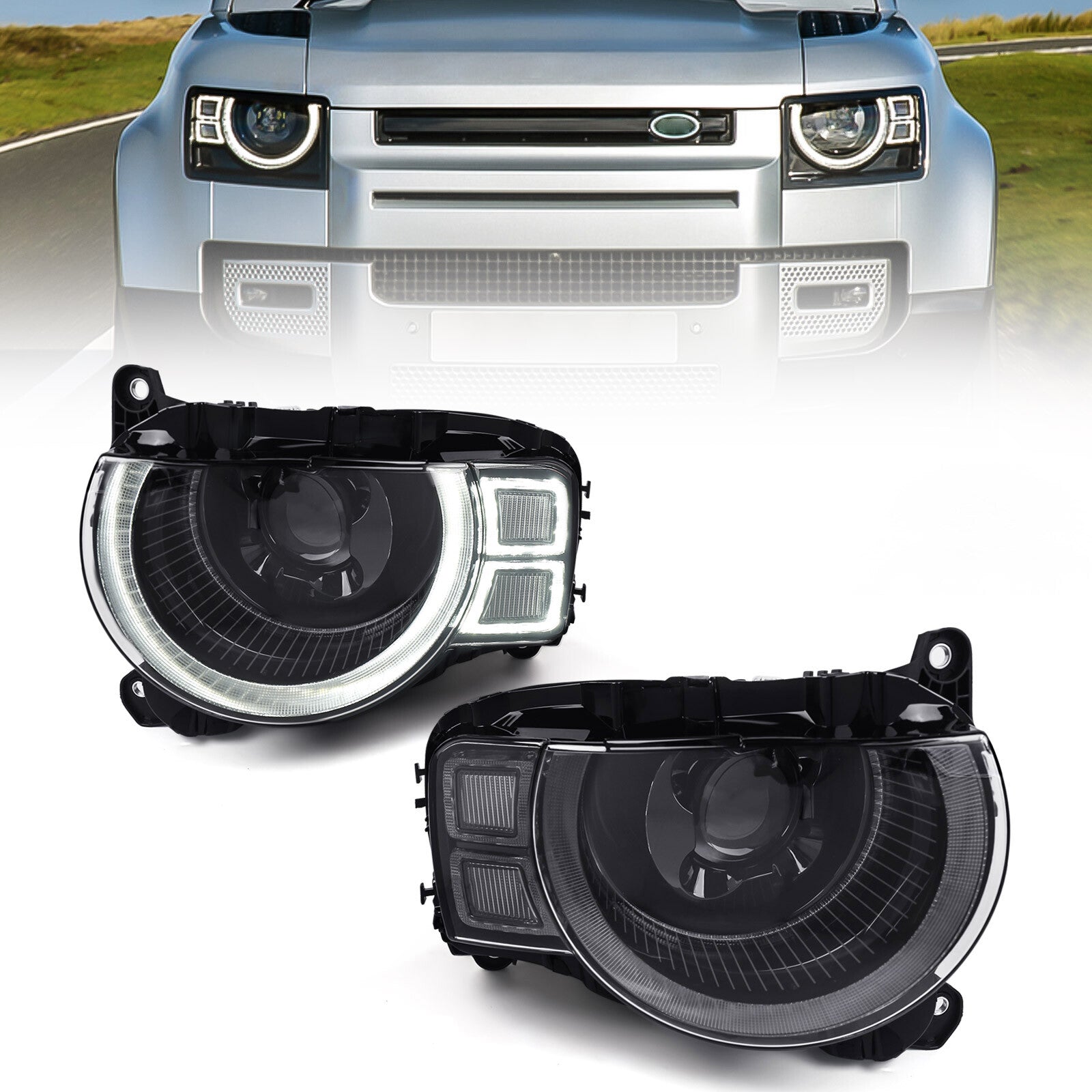 Pair LED Matrix Headlights for Land Rover for Defender 2020 2021 2022 Headlamp LHRH